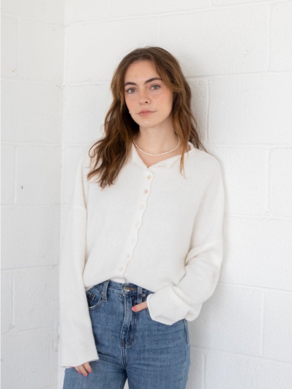 NWT Things Between Soft Knit Lightweight Piper Cardigan in White
